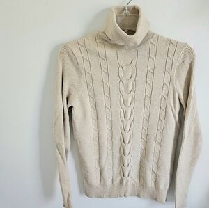 Leani Cable Knit Tan Turtleneck